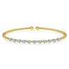 14K Yellow Gold Bujukan Split Cuff Bracelet with Round White Gold Diamond Stations - BG4279-62M45JJ-Gabriel & Co.-Renee Taylor Gallery