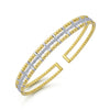 14K Yellow and White Gold Bujukan Cuff Bracelet with Inner Diamond Channel - BG4323-62M45JJ-Gabriel & Co.-Renee Taylor Gallery