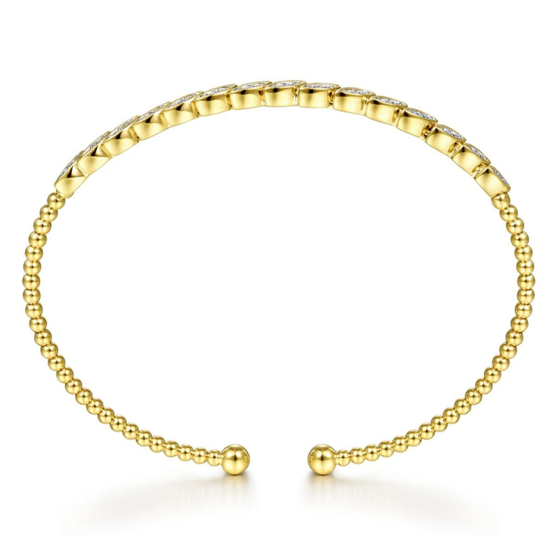 14k yellow gold diamond bangle - BG4336-62Y45JJ-Gabriel & Co.-Renee Taylor Gallery