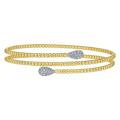 14K Yellow Gold Bujukan Wrap Bracelet with White Gold Diamond End Caps - BG4621-Gabriel & Co.-Renee Taylor Gallery