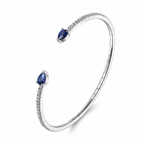 14K White Gold Arrow Sapphire and Diamond Cuff Bracelet - BG4770-62W45SF-Gabriel & Co.-Renee Taylor Gallery