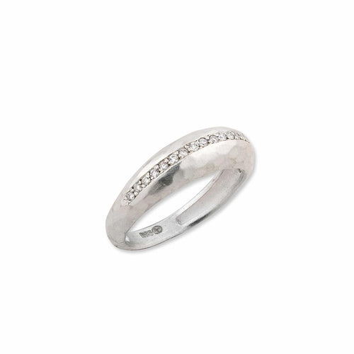 Boogie Line Silver Ring with Diamonds by Lika Behar