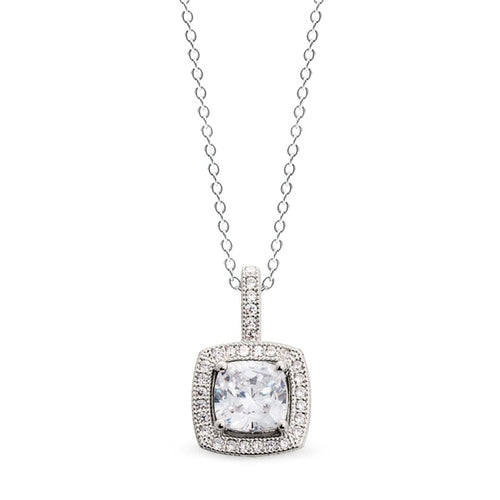 Pendant with Cushion Cut Simulated Diamond with Halo - BL2005N-Kelly Waters-Renee Taylor Gallery