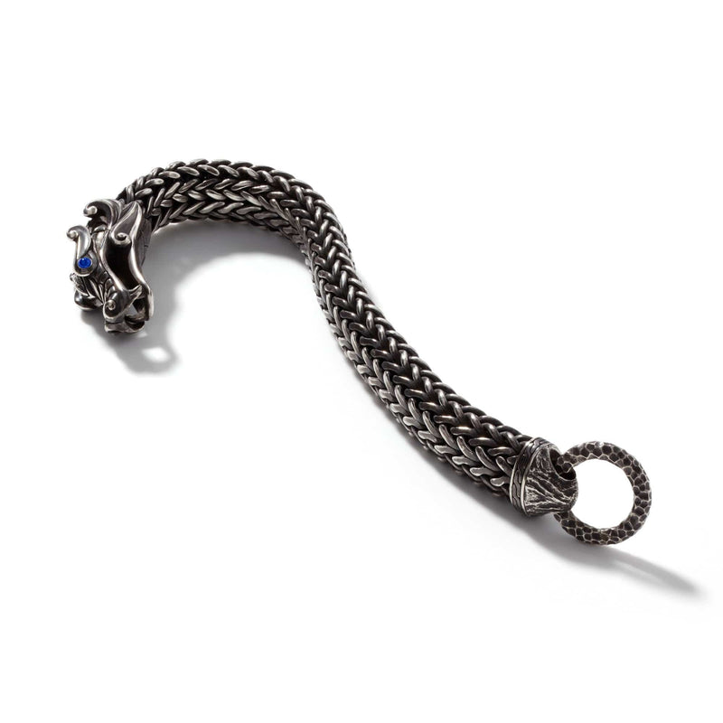 Legends Naga Hammered Dark Silver & Blue Sapphire Reticulated Dragon Bracelet - BMS60295BSP-John Hardy-Renee Taylor Gallery