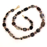 18K "Flora" Roman Glass & Roman Pumpkin Seed Beads Necklace - BN-287
