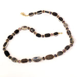 18K "Flora" Roman Glass & Roman Pumpkin Seed Beads Necklace - BN-287