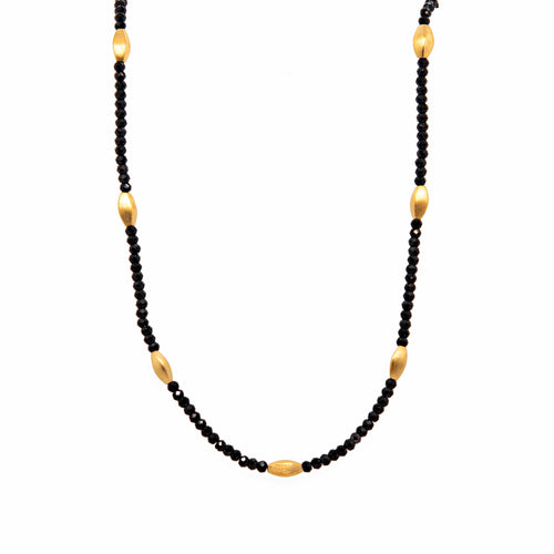 Bliss Black Spinel 24K Gold Vermeil Necklace-Joyla-Renee Taylor Gallery