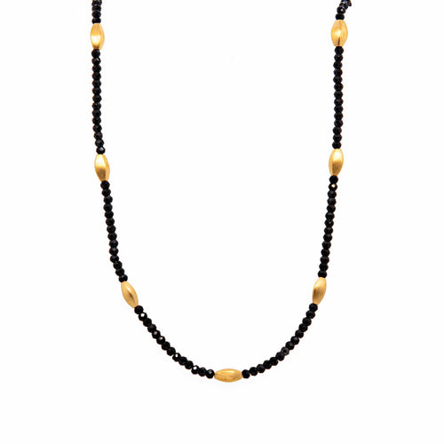 Bliss Black Spinel 24K Gold Vermeil Necklace-Joyla-Renee Taylor Gallery