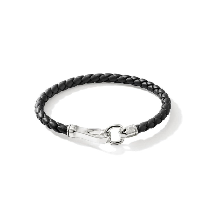Hook Clasp Bracelet, Leather, Silver, 5MM - BU901250BL-John Hardy-Renee Taylor Gallery