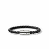 Men's Silver Bracelet on 6mm Black Leather Cord - BU98688BL-John Hardy-Renee Taylor Gallery