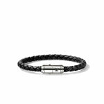 Men's Silver Bracelet on 6mm Black Leather Cord - BU98688BL-John Hardy-Renee Taylor Gallery