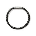 Men's Silver Bracelet on 6mm Black Leather Cord - BU98688BL-John Hardy-Renee Taylor Gallery