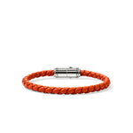Men's Silver Bracelet on 6mm Orange Leather Cord with Orange Enamel - BU98688OR-John Hardy-Renee Taylor Gallery