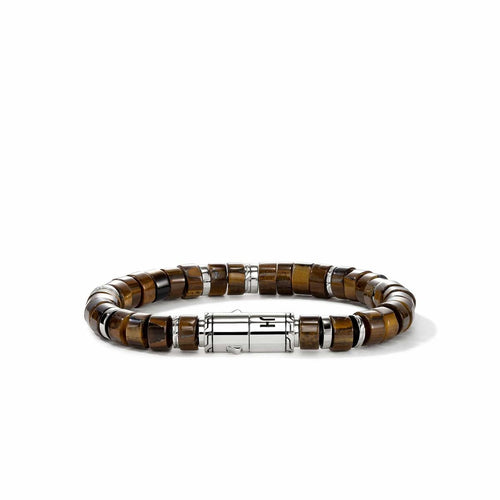 Heishi Silver Bracelet with Tiger Eye - BUS290131TE-John Hardy-Renee Taylor Gallery