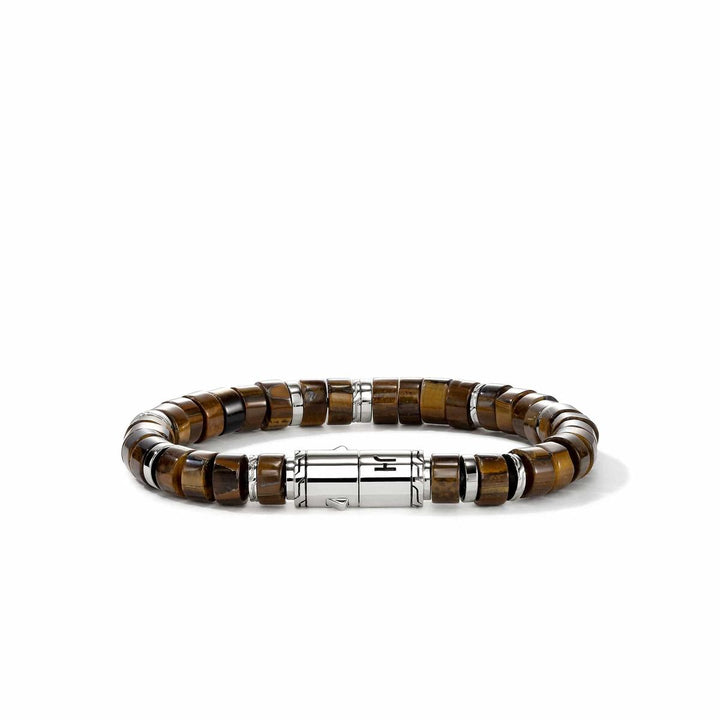 Heishi Silver Bracelet with Tiger Eye - BUS290131TE-John Hardy-Renee Taylor Gallery