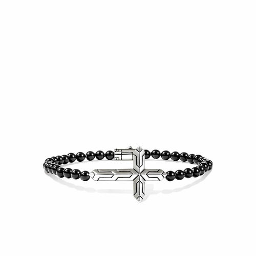 Icon 50 Cross Bracelet, Sterling Silver, Black Onyx, 4MM - BUS972181BON-John Hardy-Renee Taylor Gallery