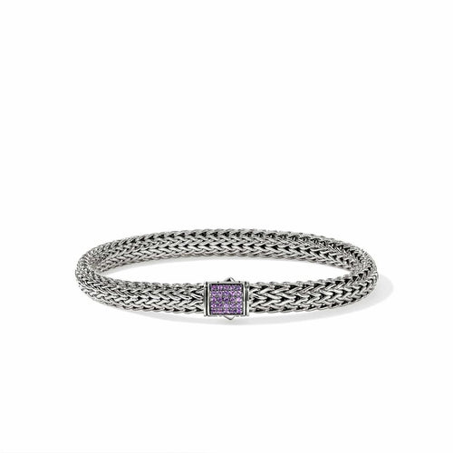 Icon Silver 6.5mm Bracelet w/ Amethyst - BUS9909044AMX-John Hardy-Renee Taylor Gallery