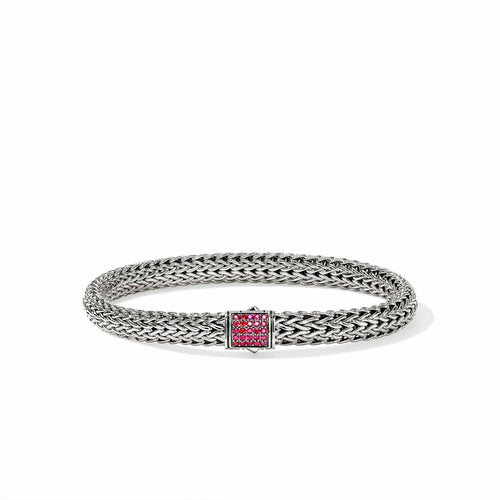 Icon Silver 6.5mm Bracelet w/ Ruby - BUS9909044RBX-John Hardy-Renee Taylor Gallery