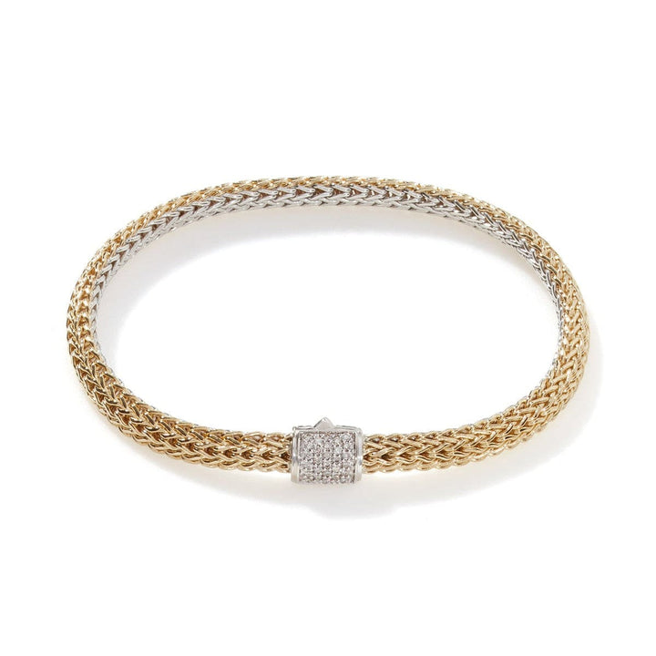 Icon 18K Gold & Silver Diamond Pave Reversible Bracelet - BZP96002RVDI-John Hardy-Renee Taylor Gallery