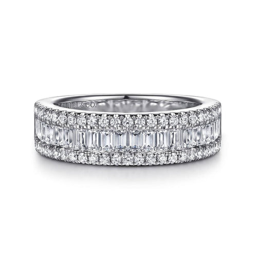 14K White Gold U setting and Channel RD Baguette Diamond Anniversary Band Contemporary Collection (Devoted) - AN16644W44JJ-Gabriel & Co.-Renee Taylor Gallery