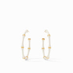 Bamboo Hoop Gold Ivory Enamel Earrings - HP062GEIV-Julie Vos-Renee Taylor Gallery