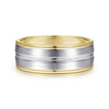 14K White-Yellow Gold 8mm - Two Tone Men's Wedding Band in Satin Finish - MBH0121-80M4JJJ-Gabriel & Co.-Renee Taylor Gallery