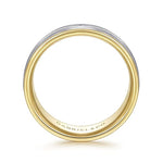 14K White-Yellow Gold 8mm - Two Tone Men's Wedding Band in Satin Finish - MBH0121-80M4JJJ-Gabriel & Co.-Renee Taylor Gallery