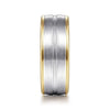 14K White-Yellow Gold 8mm - Two Tone Men's Wedding Band in Satin Finish - MBH0121-80M4JJJ-Gabriel & Co.-Renee Taylor Gallery