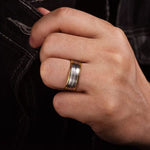 14K White-Yellow Gold 8mm - Two Tone Men's Wedding Band in Satin Finish - MBH0121-80M4JJJ-Gabriel & Co.-Renee Taylor Gallery