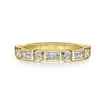 14K Yellow Gold Bezel Set Baguette and Round Diamond Anniversary Band Contemporary Collection (Devoted) - AN16447Y44JJ-Gabriel & Co.-Renee Taylor Gallery