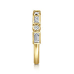 14K Yellow Gold Bezel Set Baguette and Round Diamond Anniversary Band Contemporary Collection (Devoted) - AN16447Y44JJ-Gabriel & Co.-Renee Taylor Gallery