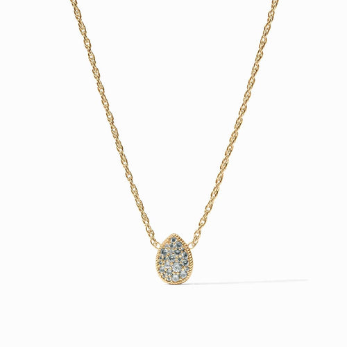 Pave Teardrop Delicate Necklace-Aquamarine Blue - N595GBQ00-Julie Vos-Renee Taylor Gallery