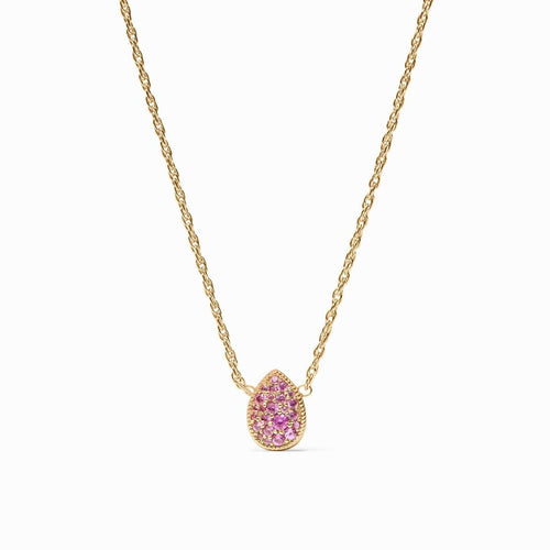 Pave Teardrop Delicate Necklace-Pink Tourmaline - N595GPT00-Julie Vos-Renee Taylor Gallery