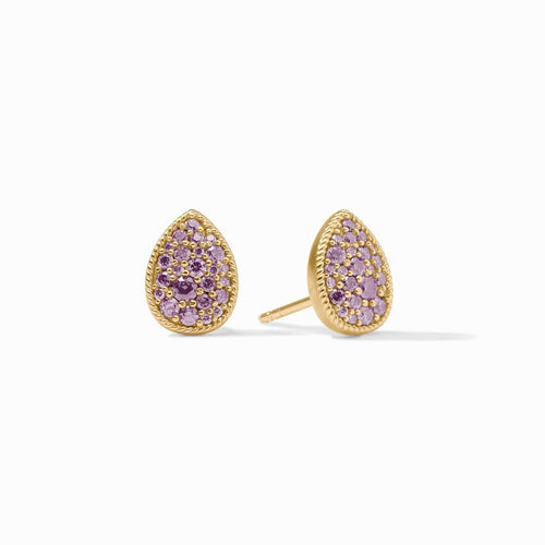 Pave Teardrop Stud Earrings-Amethyst Purple - ER1043GAM00-Julie Vos-Renee Taylor Gallery