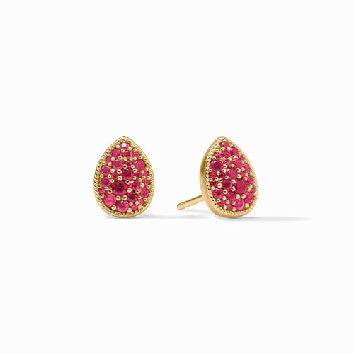 Pave Teardrop Stud Earrings-Ruby Red - ER1043GRR00-Julie Vos-Renee Taylor Gallery