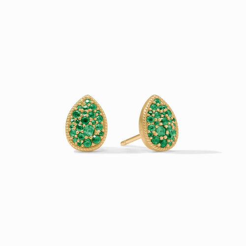 Pave Teardrop Stud Earrings-Emerald Green - ER1043GEG00-Julie Vos-Renee Taylor Gallery