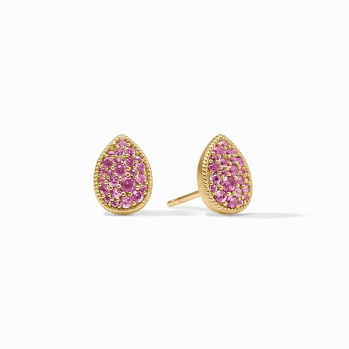 Pave Teardrop Stud Earrings-Pink Tourmaline - ER1043GPT00-Julie Vos-Renee Taylor Gallery