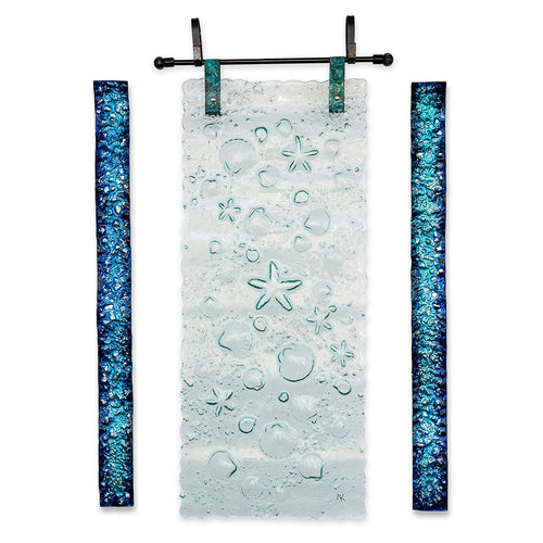 "Blue Lagoon Tideline" Triptych-Gravity Glass-Renee Taylor Gallery