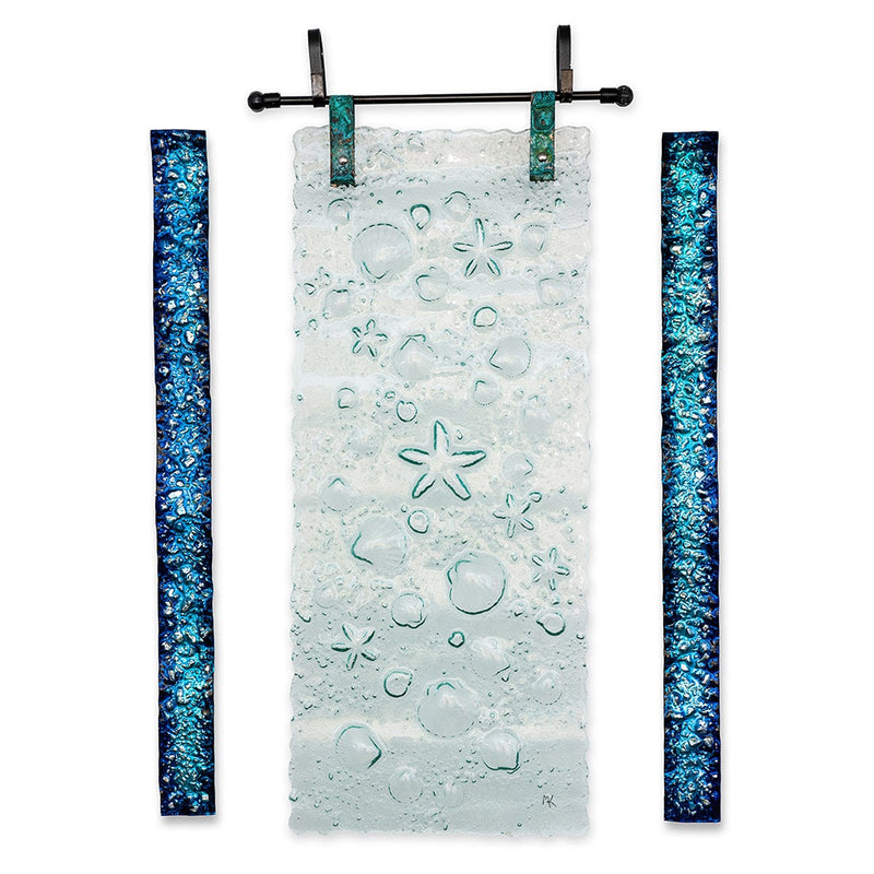"Blue Lagoon Tideline" Triptych-Gravity Glass-Renee Taylor Gallery
