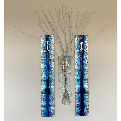 "Blue River Silver Tree of Life"-Gravity Glass-Renee Taylor Gallery