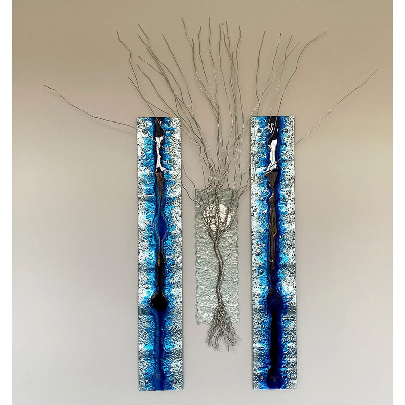 "Blue River Silver Tree of Life"-Gravity Glass-Renee Taylor Gallery