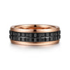 14K Rose Gold-Black Ceramic 7mm - Two Tone Beveled Edge Men's Wedding Band - MBH0171-70K4JCB-Gabriel & Co.-Renee Taylor Gallery