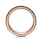 14K Rose Gold-Black Ceramic 7mm - Two Tone Beveled Edge Men's Wedding Band - MBH0171-70K4JCB-Gabriel & Co.-Renee Taylor Gallery