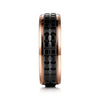 14K Rose Gold-Black Ceramic 7mm - Two Tone Beveled Edge Men's Wedding Band - MBH0171-70K4JCB-Gabriel & Co.-Renee Taylor Gallery