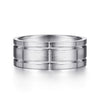 14K White Gold 8mm - Checkered Pattern Men's Wedding Band in Satin Finish - MBM0142-80W4JJJ-Gabriel & Co.-Renee Taylor Gallery