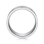 14K White Gold 8mm - Checkered Pattern Men's Wedding Band in Satin Finish - MBM0142-80W4JJJ-Gabriel & Co.-Renee Taylor Gallery