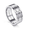 14K White Gold 8mm - Checkered Pattern Men's Wedding Band in Satin Finish - MBM0142-80W4JJJ-Gabriel & Co.-Renee Taylor Gallery