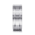 14K White Gold 8mm - Checkered Pattern Men's Wedding Band in Satin Finish - MBM0142-80W4JJJ-Gabriel & Co.-Renee Taylor Gallery