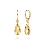 14K Yellow Plain Gold Bujukan and Teardrop Texture Drop Earrings - EG15495Y4JJ-Gabriel & Co.-Renee Taylor Gallery