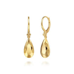 14K Yellow Plain Gold Bujukan and Teardrop Texture Drop Earrings - EG15495Y4JJJ-Gabriel & Co.-Renee Taylor Gallery